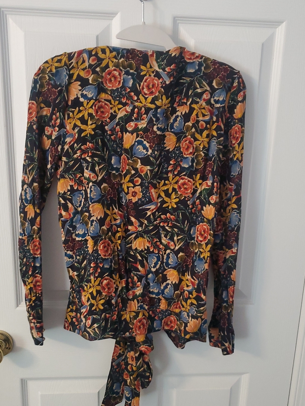 Floral Wrap V-Neck Top in Black - Picture 6 of 6